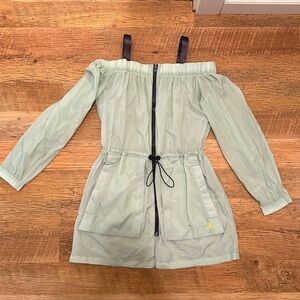 Jordan Mint Rain Coat Dress Off Shoulder Zip Up Streetwear Athlesuire EE
